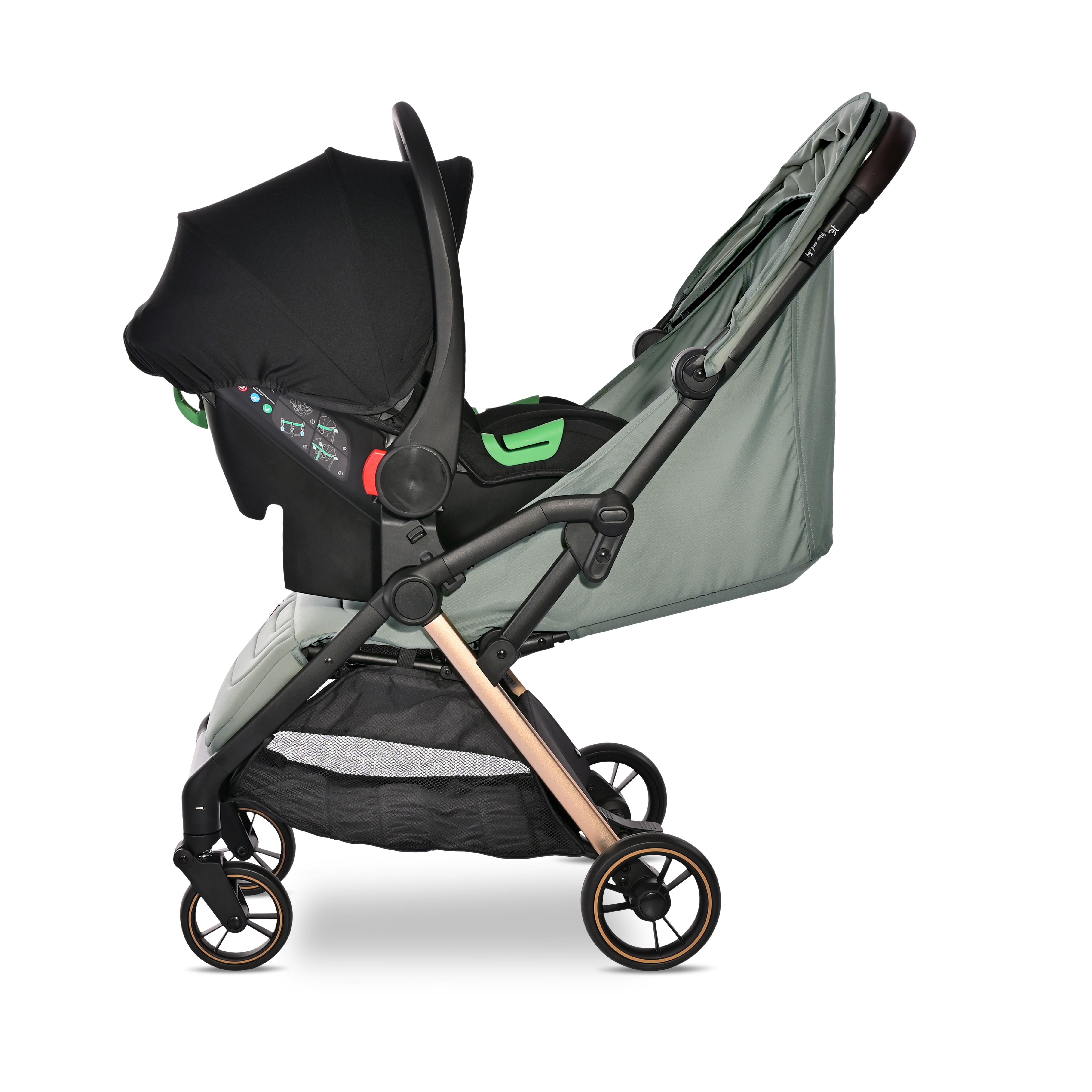 Lorelli Loret Otomatik Katlanan Kabin Boy İkiz & Travel Set Bebek Arabası - Green