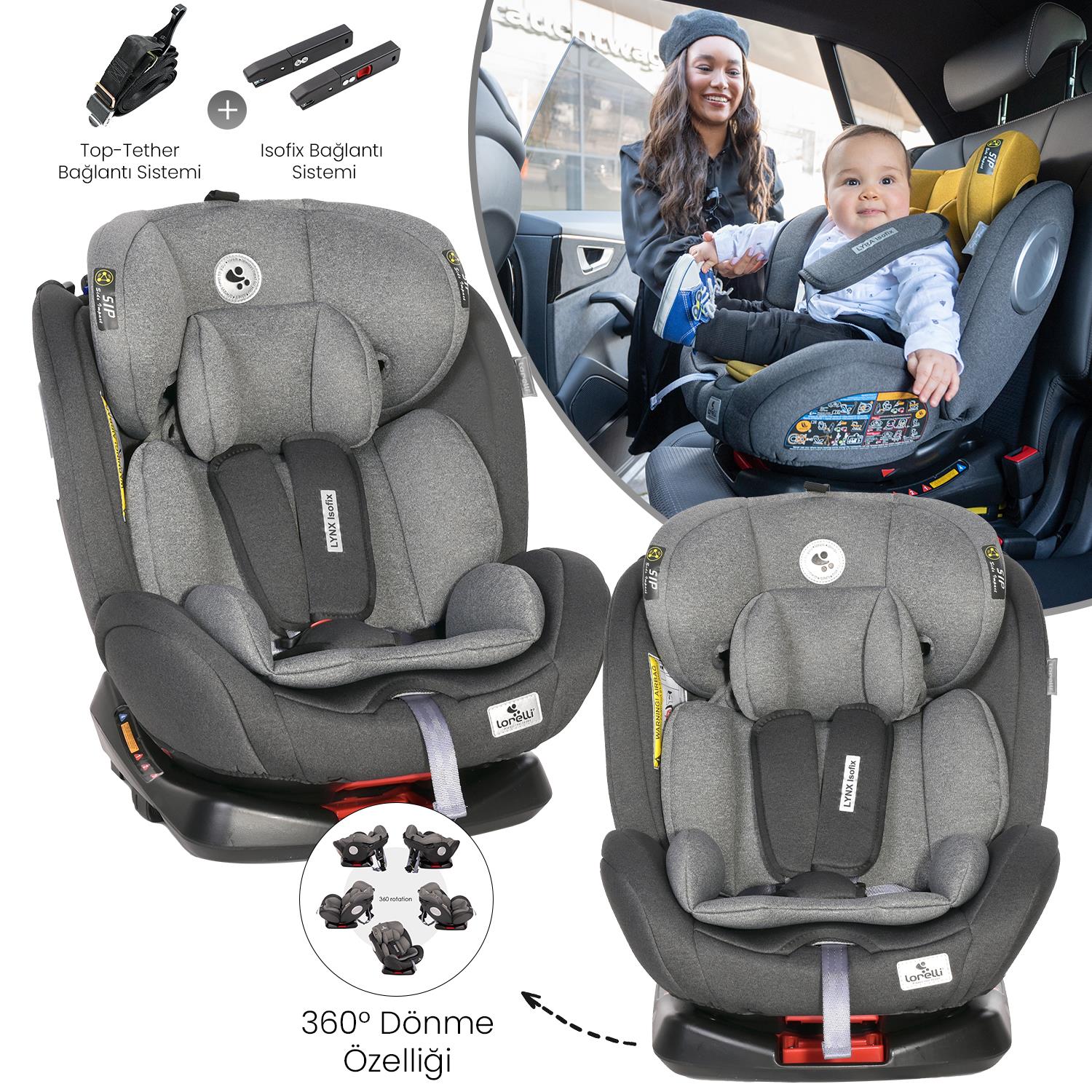Lorelli Lynx 0-36Kg İsofix Oto Koltuğu - Black&Grey