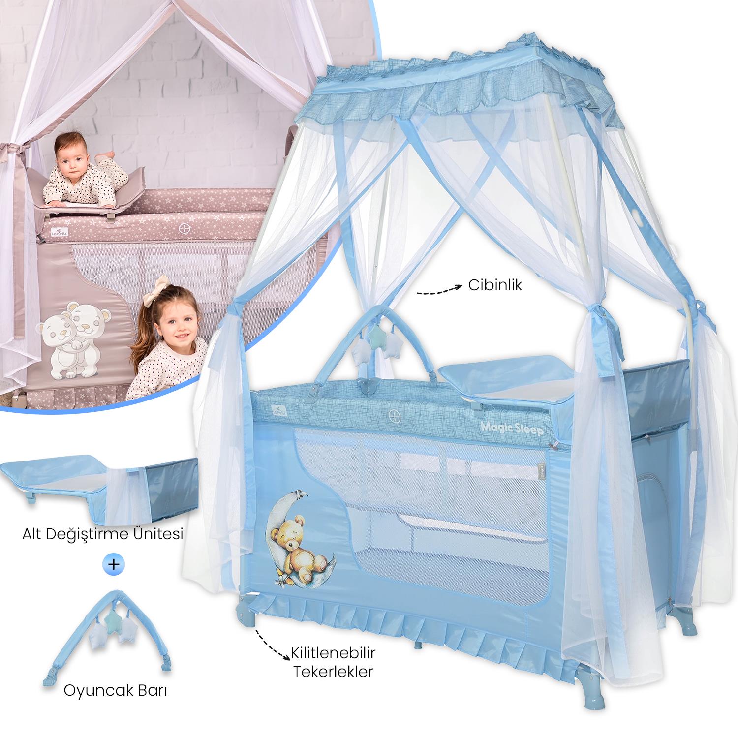 Lorelli Magic Sleep Park Yatak Beşik - Blue Moon Sleeping Bear