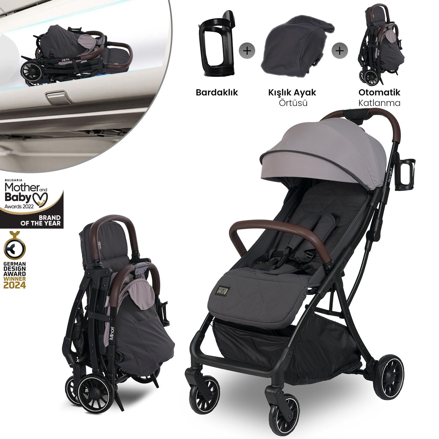 Lorelli Minori Otomatik Katlanır Kabin Boy Bebek Arabası - Grey Jasper