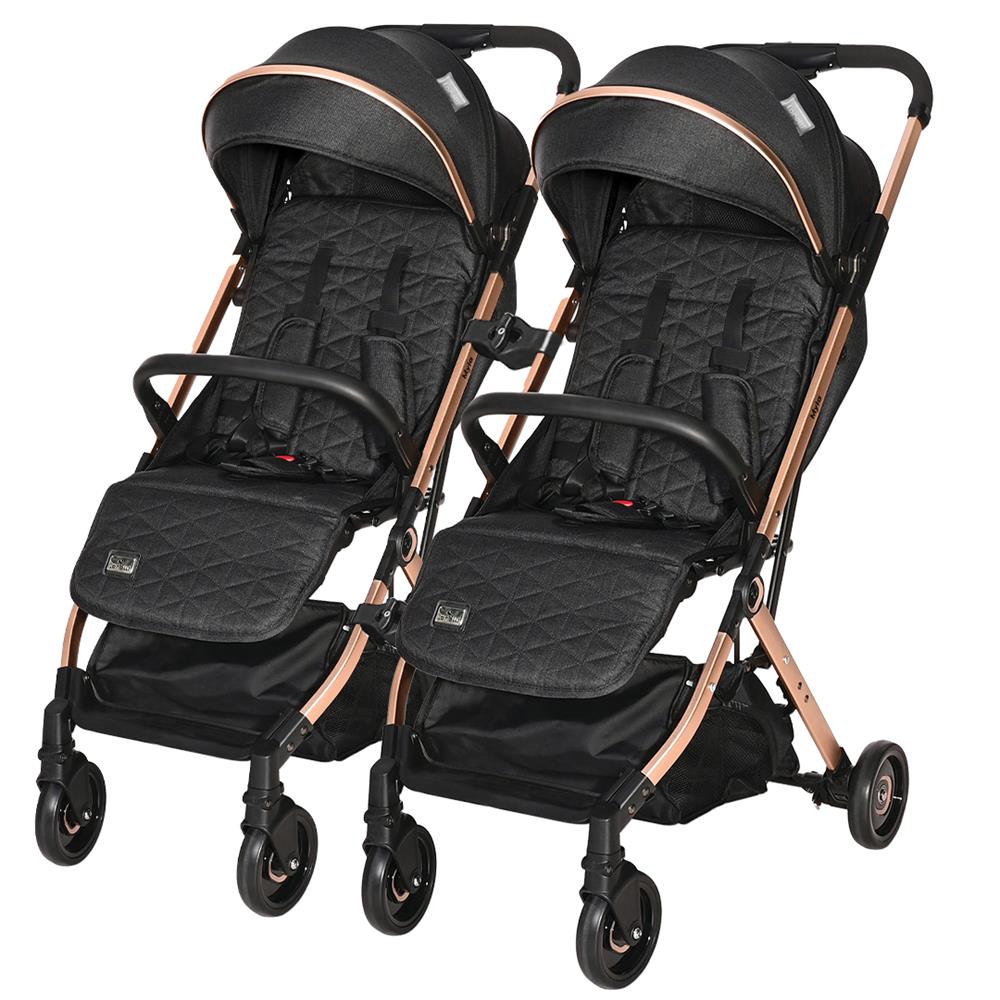 Lorelli Myla Ayrılıp Birleşebilen Kabin İkiz Bebek Arabası - Black
