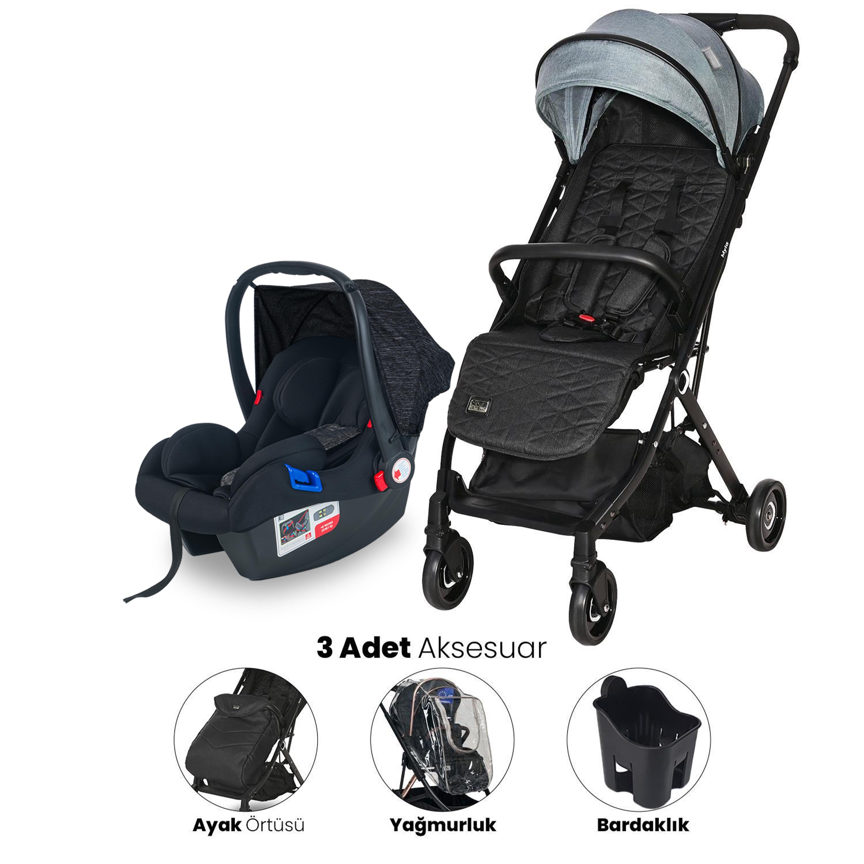 Lorelli Myla Kabin Boy & Travel Set Bebek Arabası - Arctic Blue
