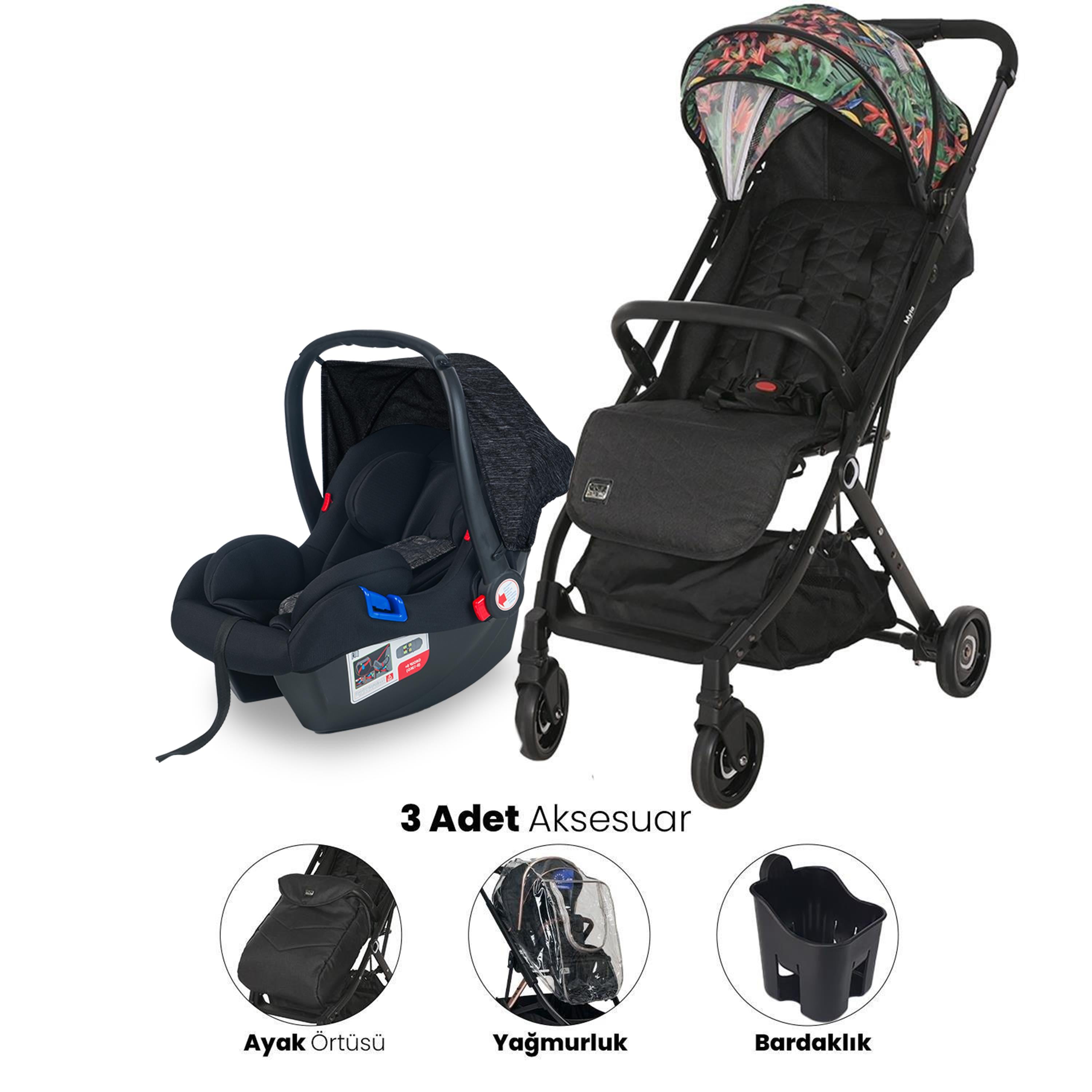 Lorelli Myla Kabin Boy & Travel Set Bebek Arabası - Flowers Tropical