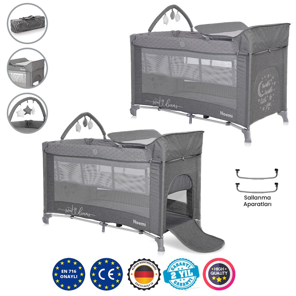 Lorelli Noemi 2 Layers Plus Park Yatak Beşik - Cool Grey Star