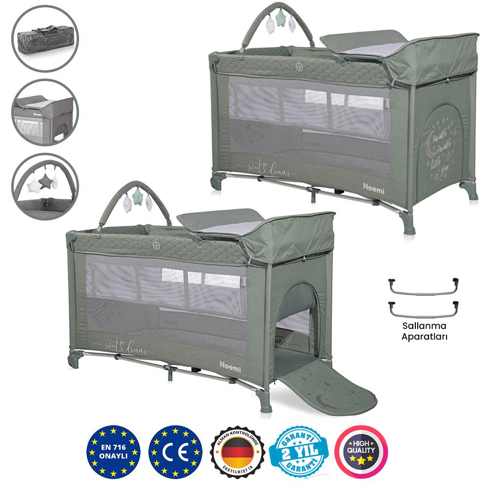 Lorelli Noemi 2 Layers Plus Park Yatak Beşik - Iceberg Green Star