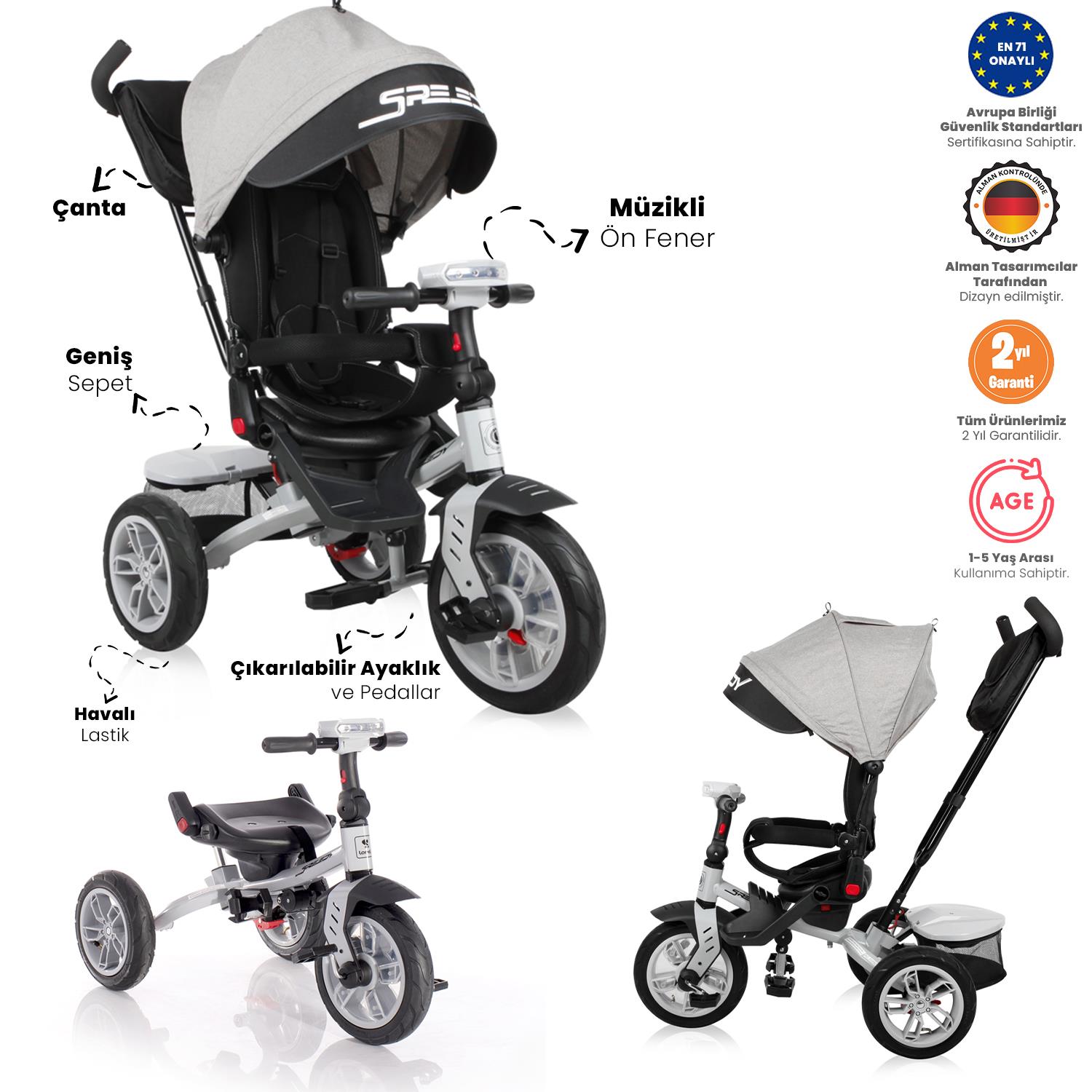 Lorelli Speedy Üç Tekerlekli Bisiklet - Grey