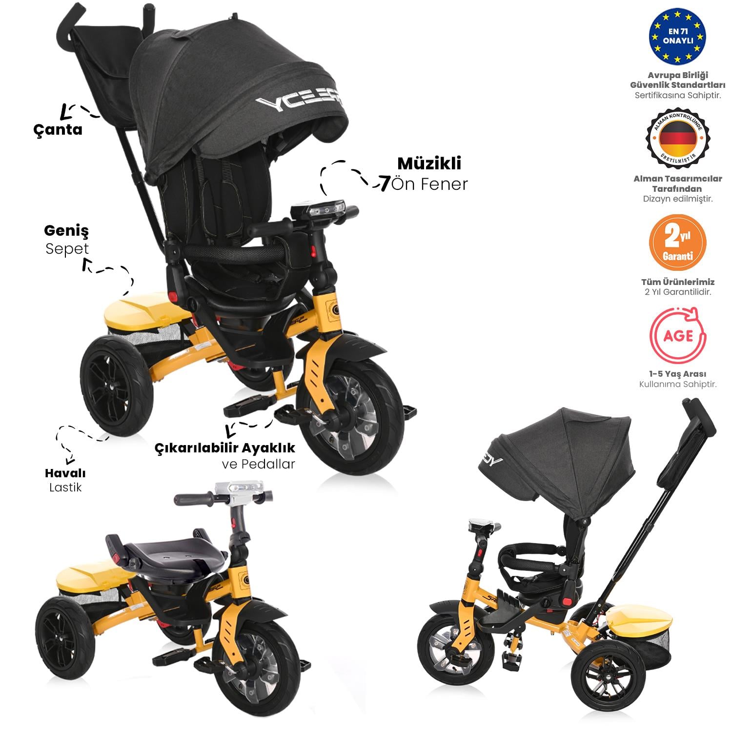 Lorelli Speedy Üç Tekerlekli Bisiklet - Yellow&Black