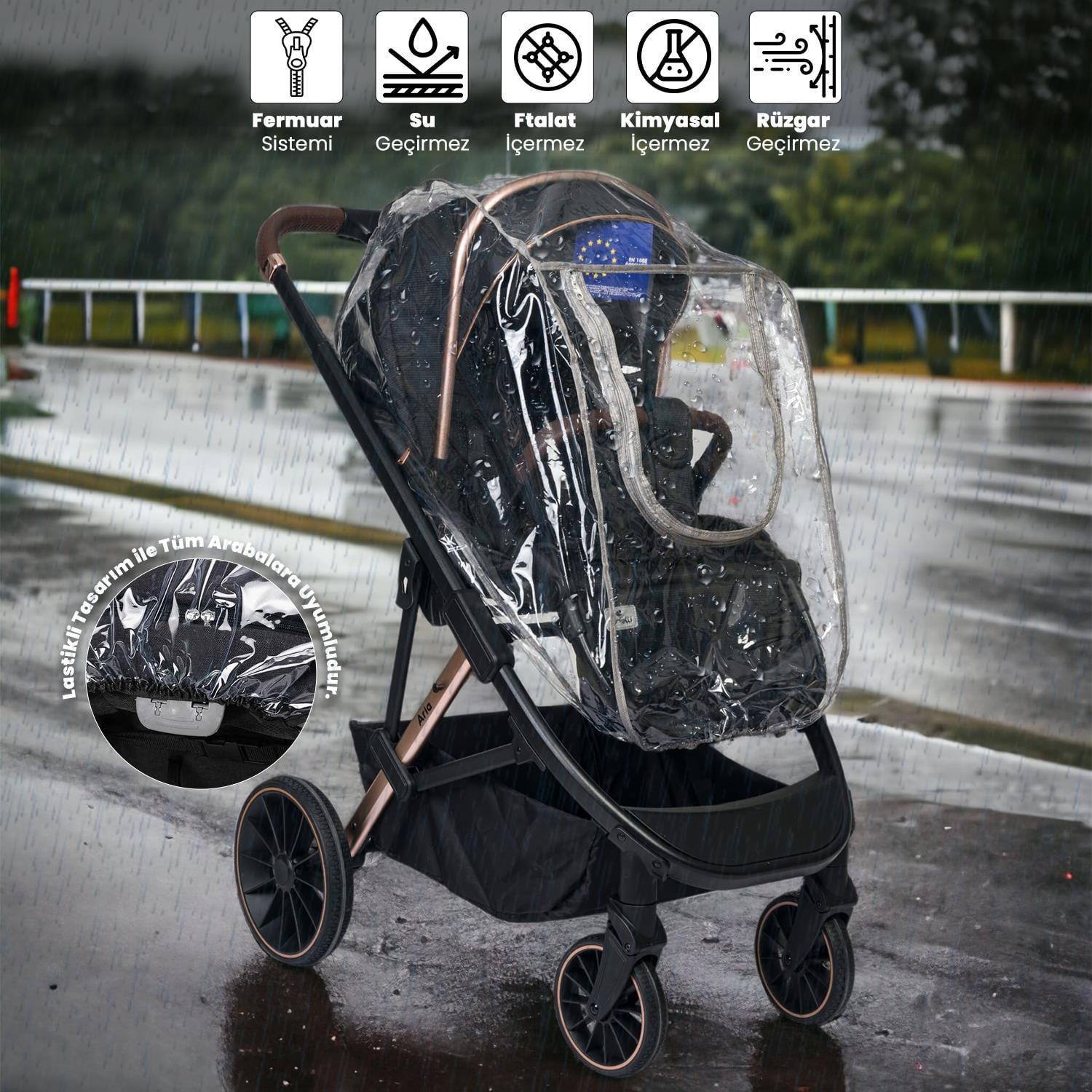 Lorelli Travel Sistem Fermuarlı Bebek Arabası Yağmurluğu