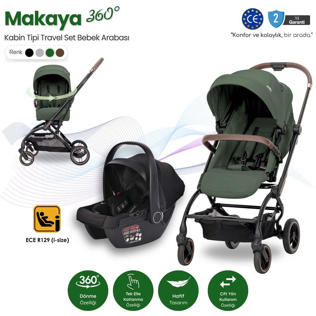 Lorelli MAKAYA 360 Dönebilen Kabin Tipi Travel Sistem Bebek Arabası - Green
