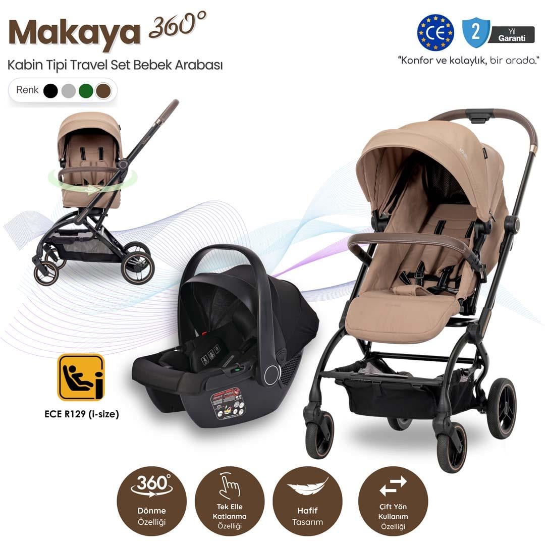 Lorelli MAKAYA 360 Dönebilen Kabin Tipi Travel Sistem Bebek Arabası - Beige
