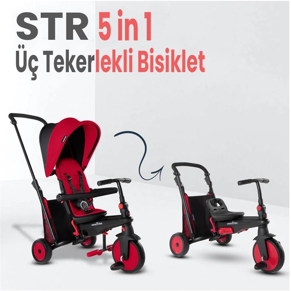 Smartrike STR3 5 in 1 Üç Tekerlekli Katlanır Bisiklet - Red