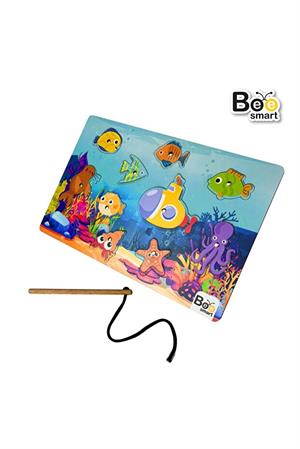 Bee Smart Balık Tutma Puzzle Eğlenceli Ahşap Oyuncak 1+ Yaş Montessori