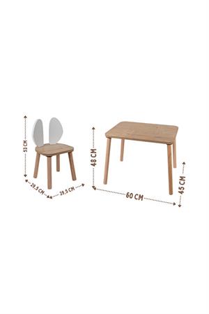 Bee Smart Safir Meşe Beyaz Kulak 2 Sandalyeli Aktivite Masası Çocuk Çalışma Masası MS-80