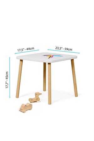 Bee Smart Safir Meşe Naturel Aktivite Masası 2 Sandalyeli Çocuk Masa Sandalye Takımı MS-60