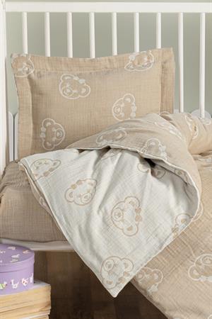 Kanz - Jakarlı Müslin Bebek  Nevresim Tk(knz-013) 152.01.0247.Beargold----