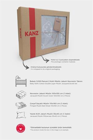 Kanz - Jakarlı Müslin Bebek  Nevresim Tk(knz-013) 152.01.0247.Heartgri----