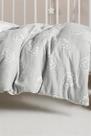 Kanz - Jakarlı Müslin Bebek  Nevresim Tk(knz-013) 152.01.0247.Beargri-----