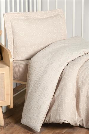 Kanz - Jakarlı Müslin Bebek  Nevresim Tk(knz-013) 152.01.0247.Heartkahve--