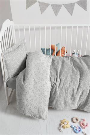 Kanz - Jakarlı Müslin Bebek  Nevresim Tk(knz-013) 152.01.0247.Heartgri----