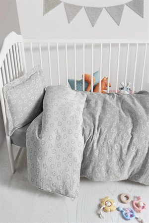 Kanz - Jakarlı Müslin Bebek  Nevresim Tk(knz-013) 152.01.0247.Hearthaki---