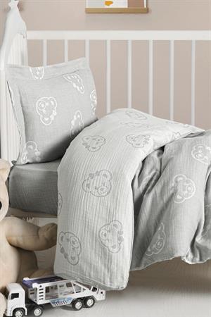 Kanz - Jakarlı Müslin Bebek  Nevresim Tk(knz-013) 152.01.0247.Beargri-----