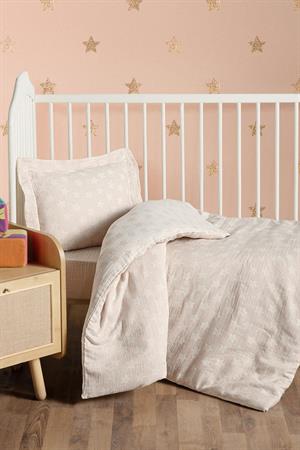 Kanz - Jakarlı Müslin Bebek  Nevresim Tk(knz-013) 152.01.0247.Starkahve---