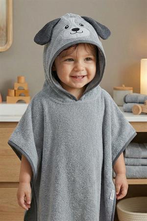 Kanz - Nakışlı Havlu Panço 2-3 Yaş(knz-038) 153.01.0221.Dog-Gri-----