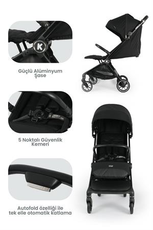 Kanz Bold Autofold Kabin Boy Bebek Arabası Ironblack