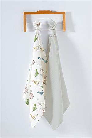 Kanz Çok Amaçlı Bebek Müslin Örtüsü 2Li Set - Dinosaurs