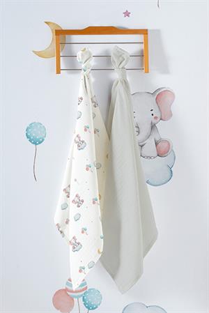Kanz Çok Amaçlı Bebek Müslin Örtüsü 2Li Set - Elephant