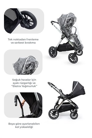Kanz Explorer Autofold Travel Sistem Bebek Arabası Cole Black