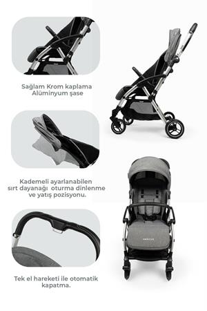 Kanz Marcus Heavy Kabin Travel Bebek Arabası Gri
