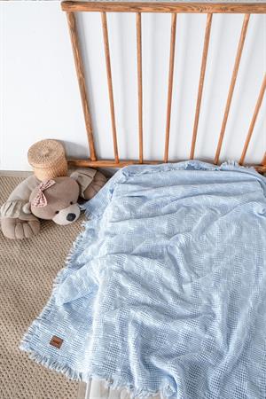 Kanz Melis Waffle Müslin Pike Örtü Mavi  90*120