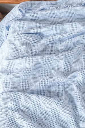 Kanz Melis Waffle Müslin Pike Örtü Mavi  90*120