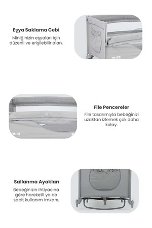Kanz Mira Anne Yanı Oyun Parkı 70x120  Gri