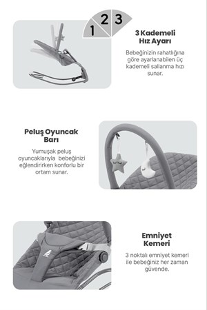 Kanz Robin Elektrikli Ana Kucağı Cool Grey