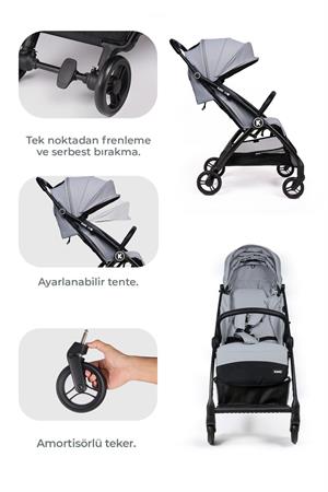 Kanz Xflop Autofold Kabin Boy Bebek Arabası Ultimate Grey