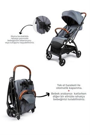 Kanz Xflop Autofold Kabin Boy Bebek Arabası Dark Grey