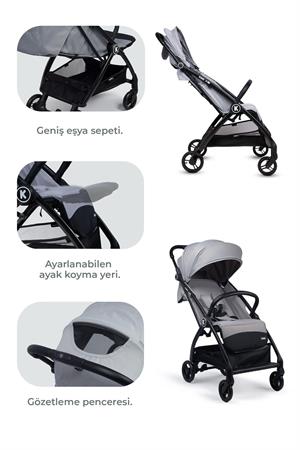 Kanz Xflop Autofold Kabin Boy Bebek Arabası Ultimate Grey