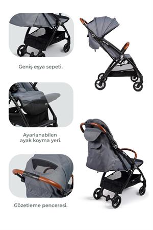 Kanz Xflop Autofold Kabin Boy Bebek Arabası Dark Grey