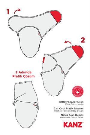 Kanz Yenidoğan %100 Pamuk Müslin Hazır Kundak Cırtlı - Bunny