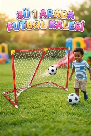 Matrax Oyuncak Mega 3ü 1 Arada Mega Futbol Kalesi! Taşınabilir Fileli 120cm Toplu Eğlenceli Futbol Kalesi Oyun Seti