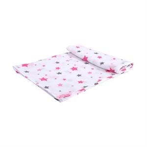 Sevi Bebe Desenli Müslin Battaniye 120x100 cm - Yıldız Yağmuru Pembe 319-140-2