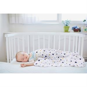 Sevi Bebe Desenli Müslin Battaniye 120x100 cm - Yıldız Yağmuru Mavi 319-140-1