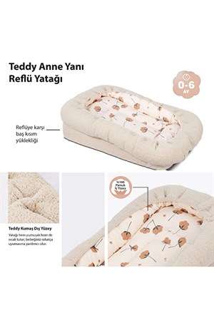Sevi Bebe Teddy Anne Yanı Refllü Yatağı - Ekru 216-5