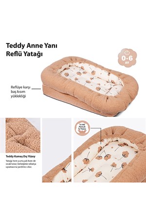 Sevi Bebe Teddy Anne Yanı Refllü Yatağı - Kahverengi 216-14