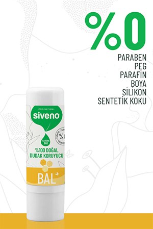 Siveno %100 Doğal Dudak Koruyucu Bal Bitkisel Lipbalm Dudak Kremi Nemlendirici Parlatıcı Onarıcı 6 G