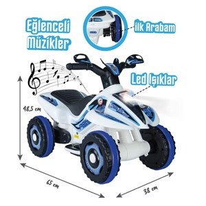 UJ Toys Safari 6V Akülü ATV Beyaz Polis