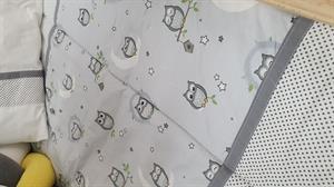ABC Baby Baykuş 60x120 Beşik Örgülü Uyku Seti - Sarı Gri