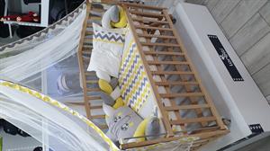 ABC Baby Zigzag 60x120 Beşik Örgülü Uyku Seti - Sarı Gri
